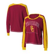 USC Trojan Women's Cardinal Colorblock Raglan Long Sleeve Top